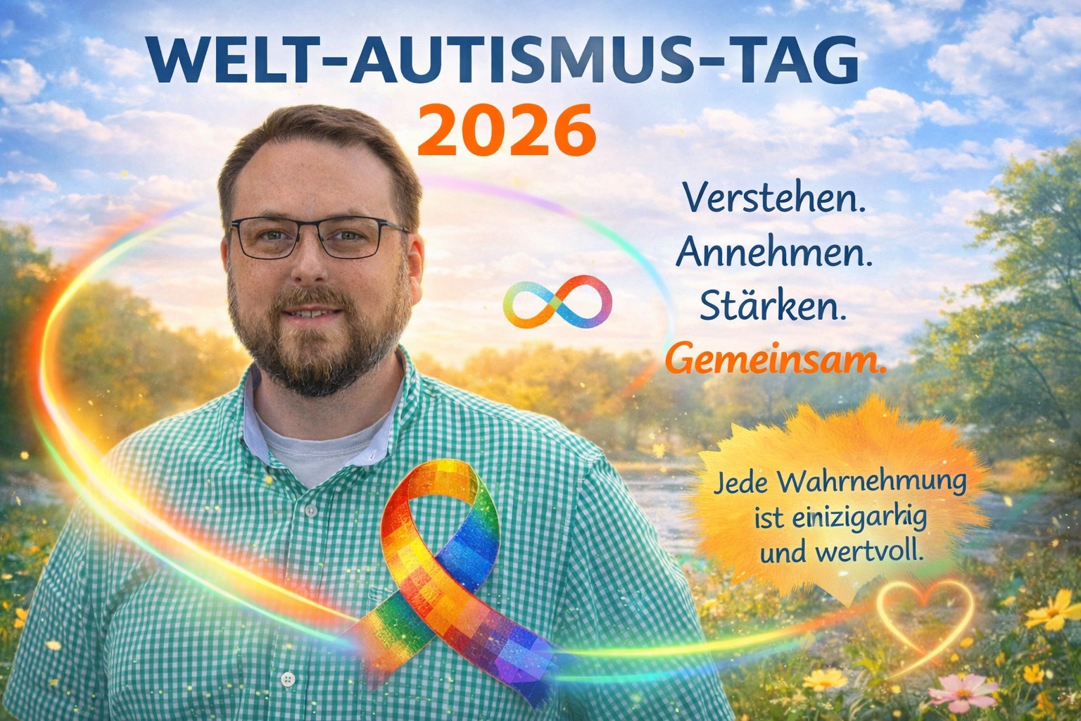 Welt-Autismus-Tag 2026 - Blaue Puzzle-Symbolik auf dunklem Hintergrund